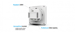 Dvoupolohový drátový termostat EU-297z V3 - podomítkový 230V