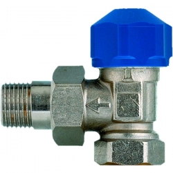 Termostatický ventil 1/2" rohový M 30 x 1,5 s přednastavením . 3/4&quot; rohový