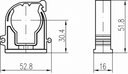 Úchyt k sanitárnemu rozdeľovaču s klipom Úchyt k sanitárnemu rozdeľovaču s klipom